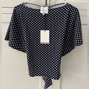 REFORMATION NWT Avery Top XS Dream Dot Polka Dot Wrap Tie Back IN STORES NOW!